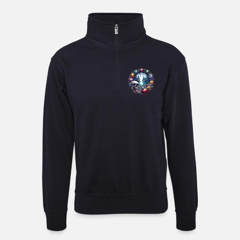 Schatzinsel - Unisex Pullover mit Zip-Kragen - Dunkelnavy