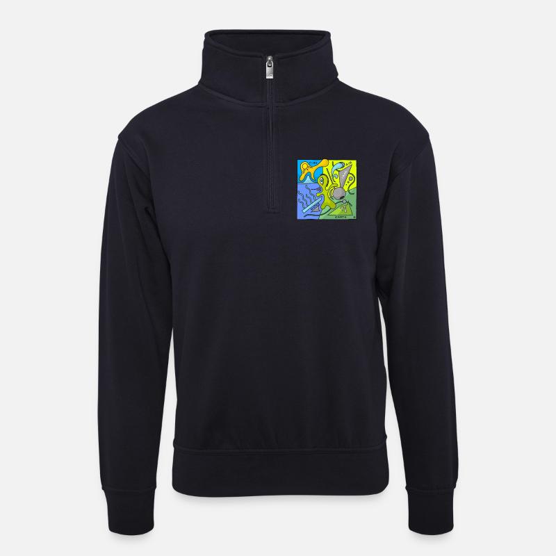 Ofenelemente - Unisex Pullover mit Zip-Kragen - Dunkelnavy