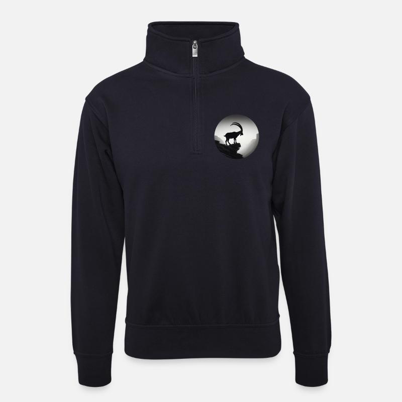 Steinbock - Unisex Pullover mit Zip-Kragen - Dunkelnavy