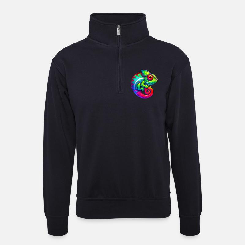 Chamäleon - Unisex Pullover mit Zip-Kragen - Dunkelnavy