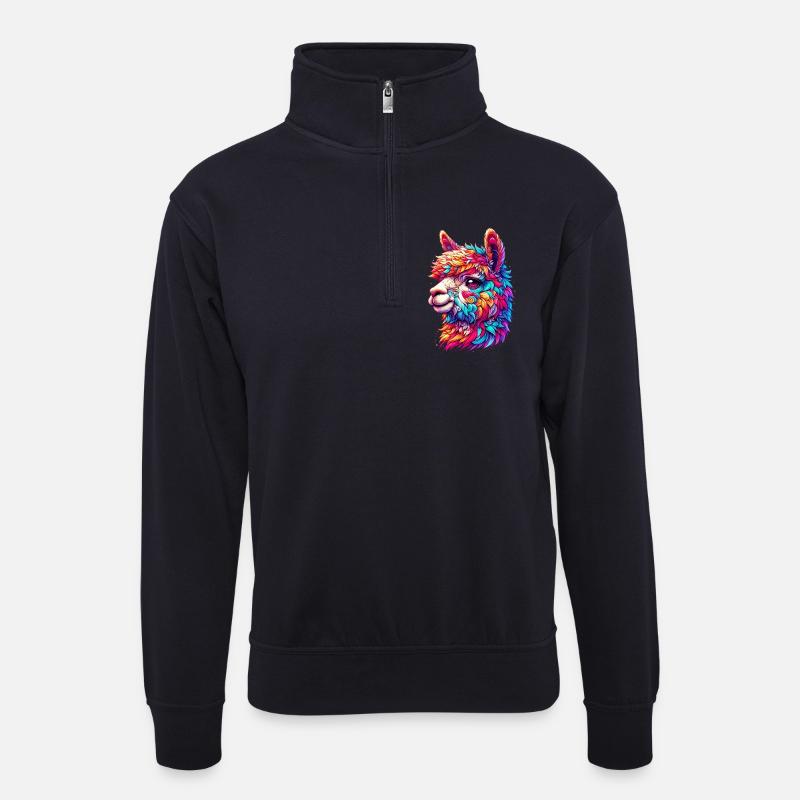 Alpaka - Unisex Pullover mit Zip-Kragen - Dunkelnavy