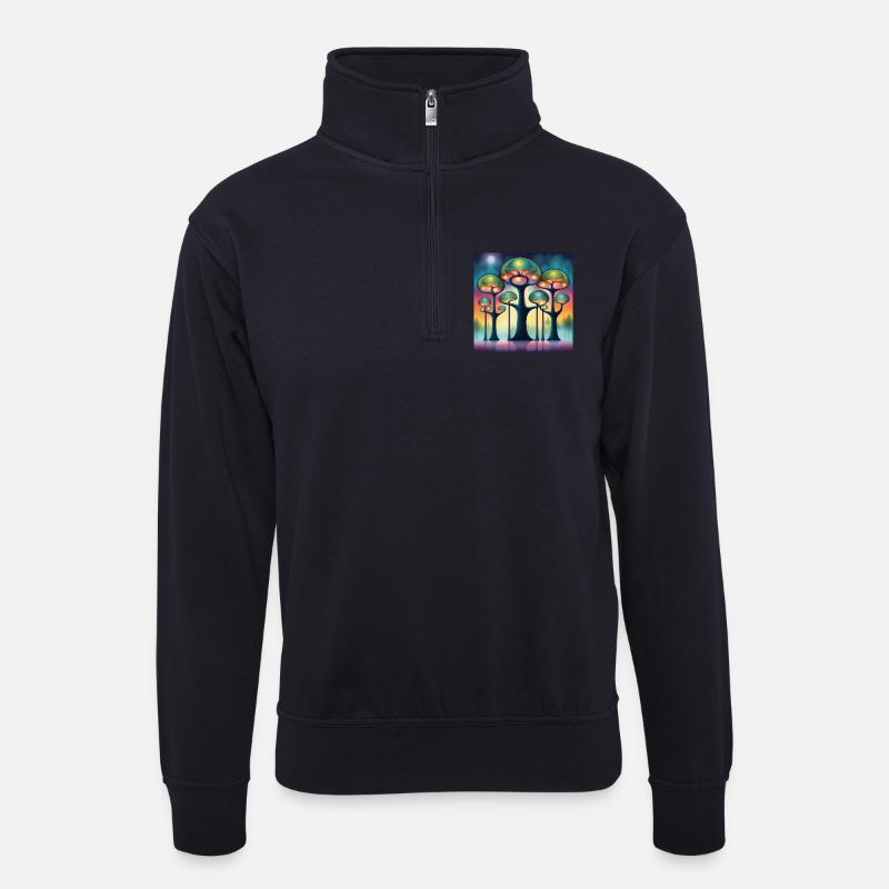Hundertwasser Bäume - Unisex Pullover mit Zip-Kragen - Dunkelnavy