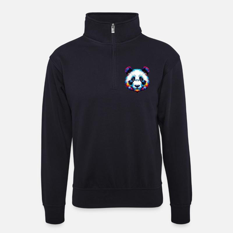 Panda - Sweat col montant zippé unisexe - bleu marine foncé