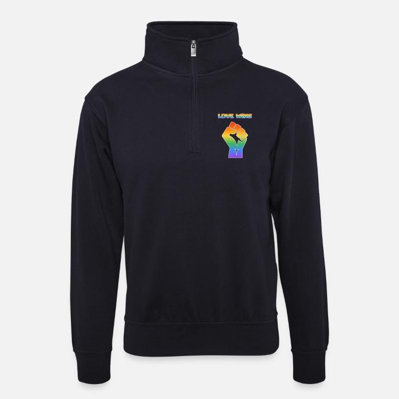Regenbogenfaust – Liebe gewinnt - Unisex Pullover mit Zip-Kragen - Dunkelnavy