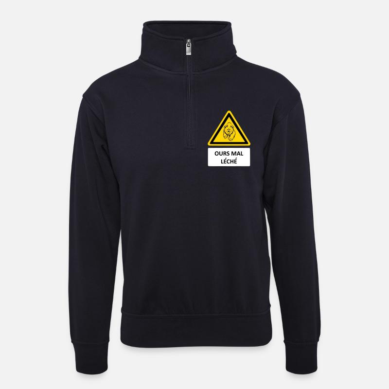 Bär schwer geleckt - Unisex Pullover mit Zip-Kragen - Dunkelnavy