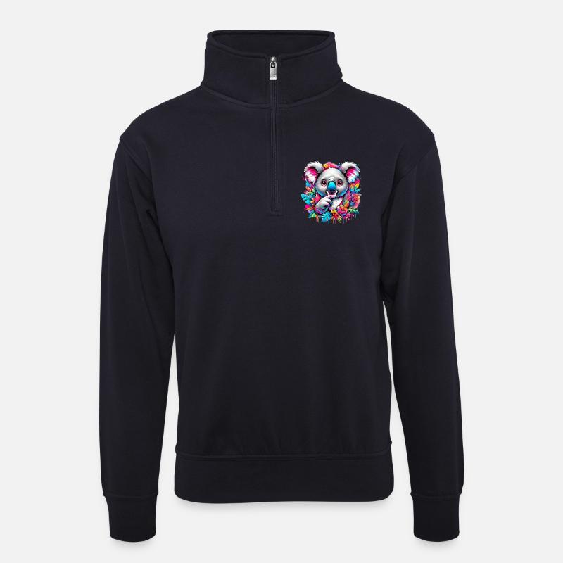 Koala - Sweat col montant zippé unisexe - bleu marine foncé