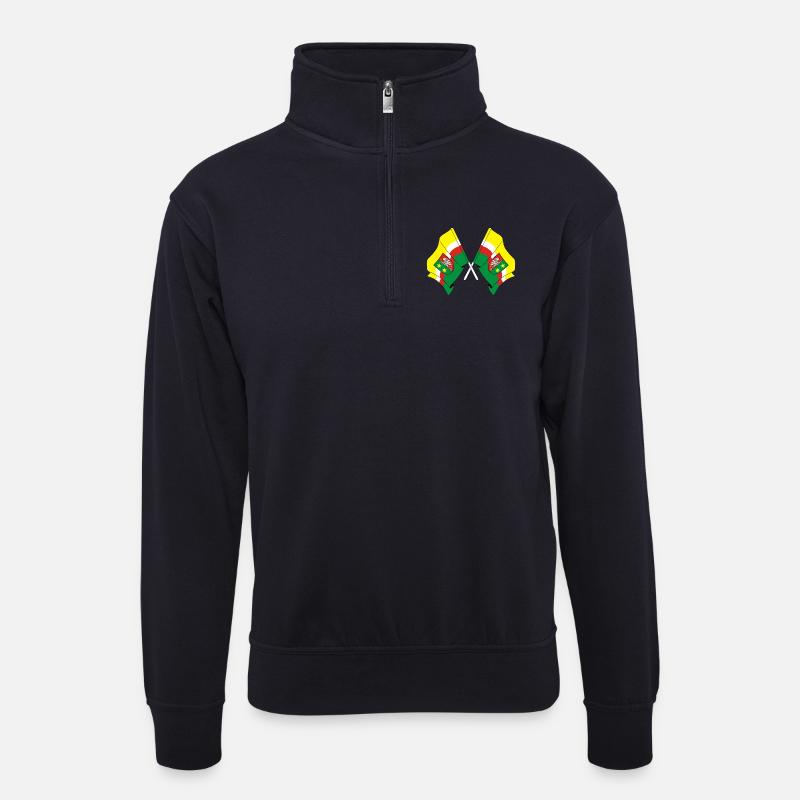 Zwei Flaggen Lubusz - Unisex Pullover mit Zip-Kragen - Dunkelnavy