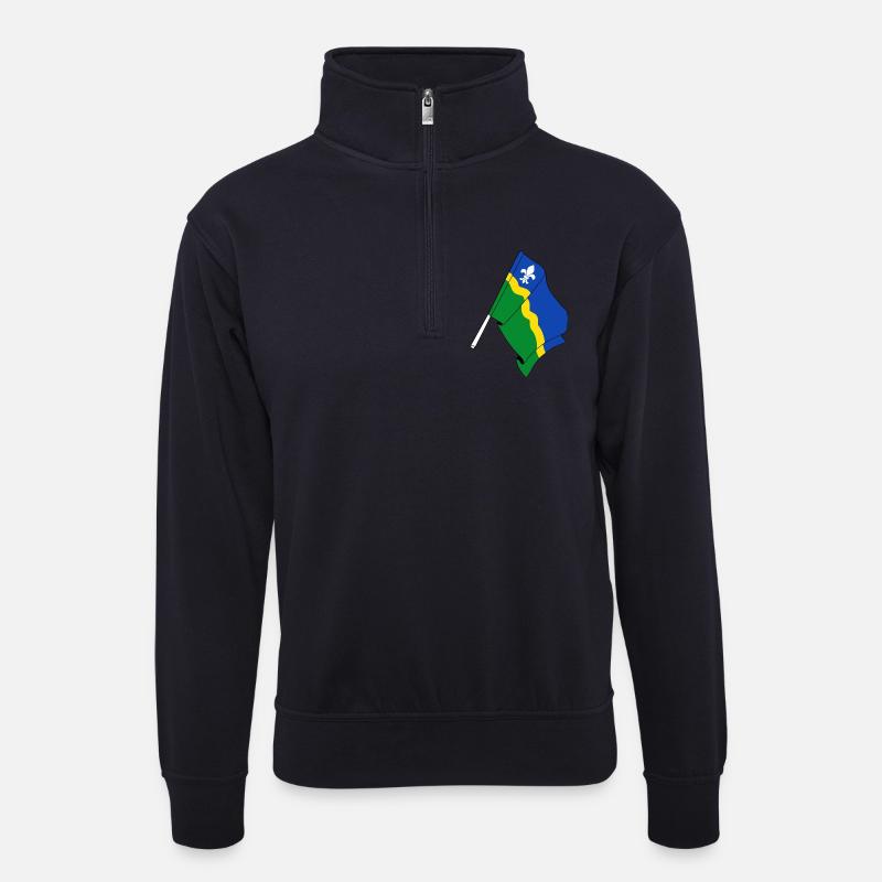 Flagge der Provinz Flevoland - Unisex Pullover mit Zip-Kragen - Dunkelnavy