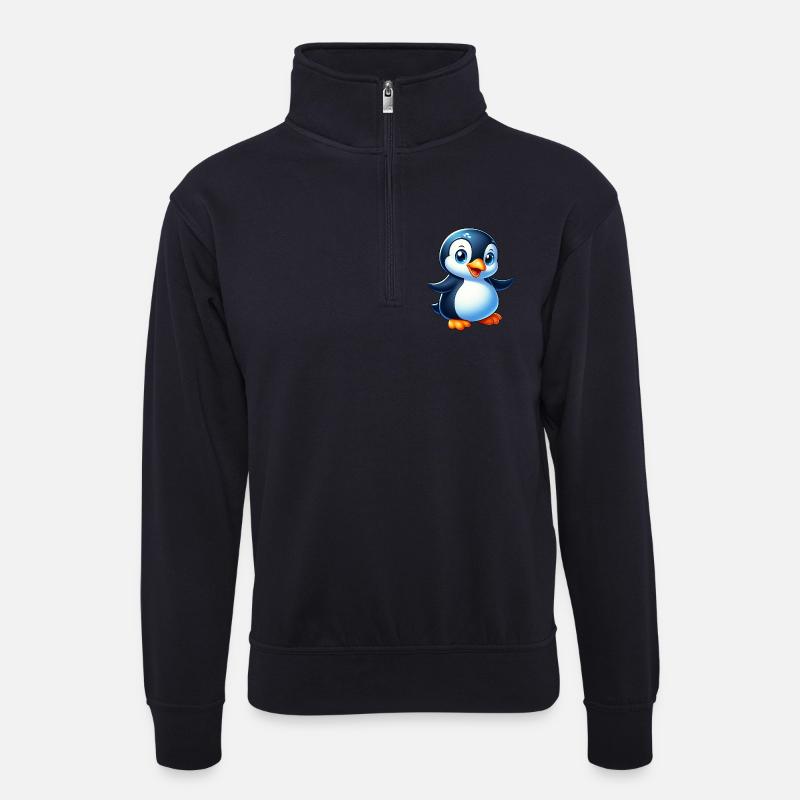 Penguin - Unisex sweater with zip collar - dark navy