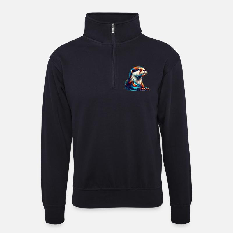 Otter - Unisex Pullover mit Zip-Kragen - Dunkelnavy