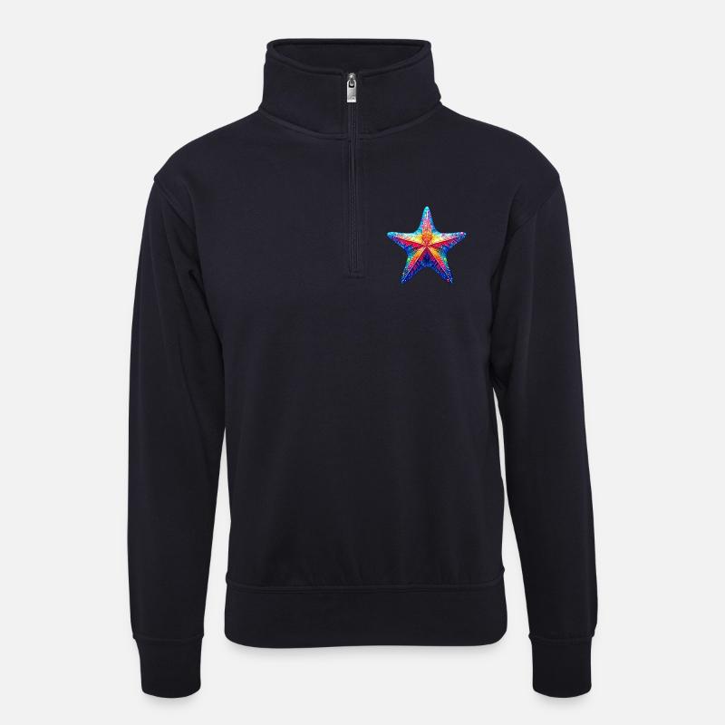 Seestern - Unisex Pullover mit Zip-Kragen - Dunkelnavy
