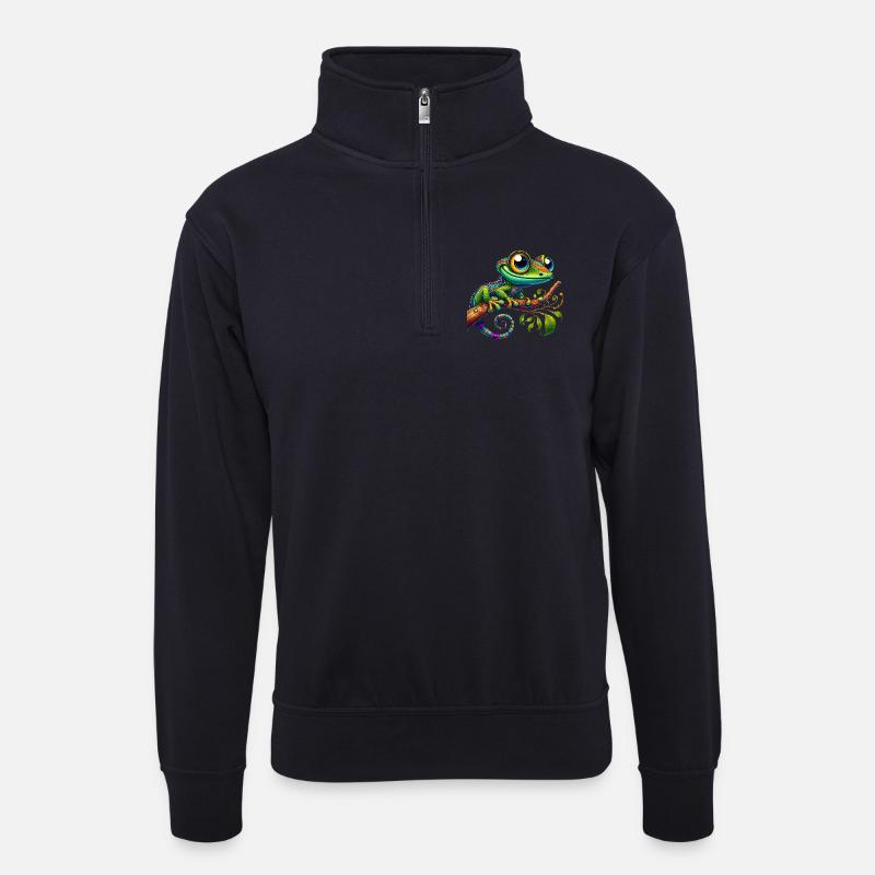 Gecko - Unisex Pullover mit Zip-Kragen - Dunkelnavy