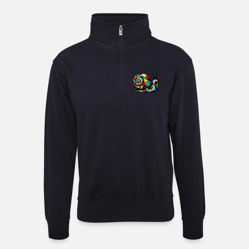 Harlekin Schnecke - Unisex Pullover mit Zip-Kragen - Dunkelnavy
