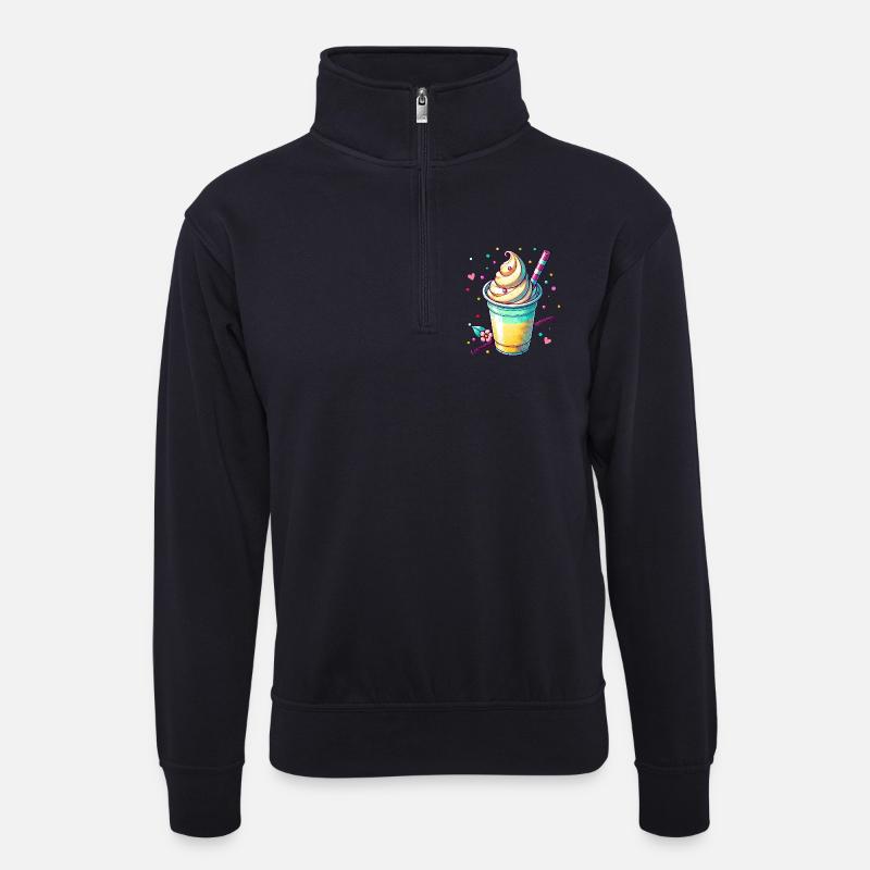 Verführerische Vanillträume:Vanille Milchshake - Unisex Pullover mit Zip-Kragen - Dunkelnavy