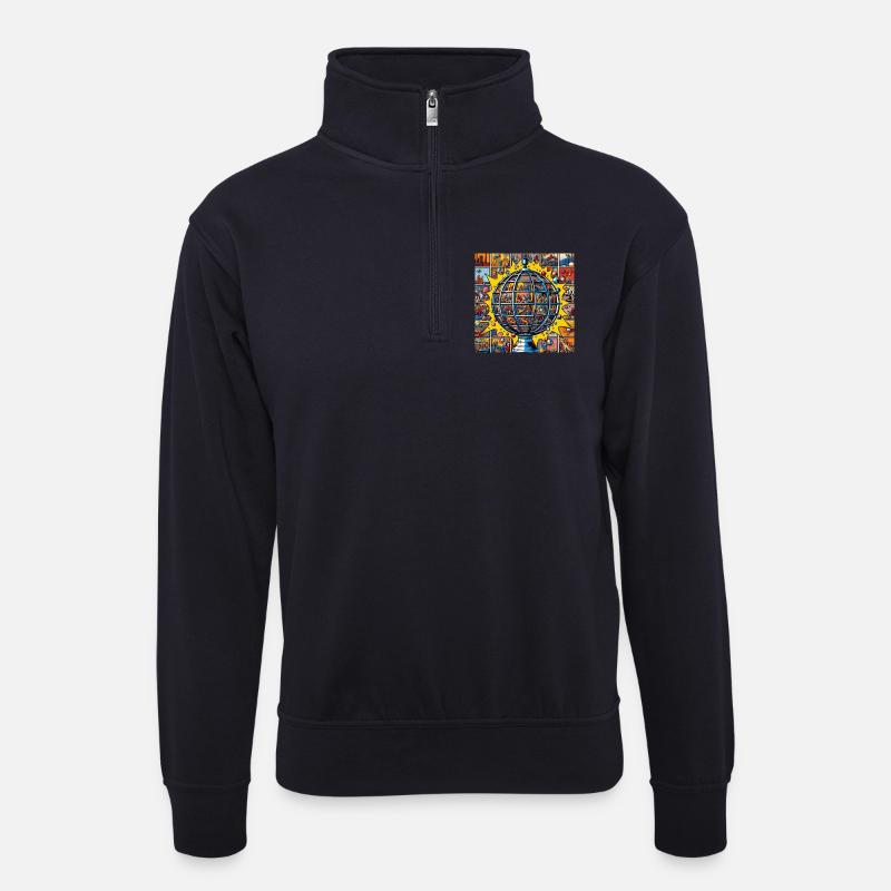 Kugel 2 - Unisex Pullover mit Zip-Kragen - Dunkelnavy