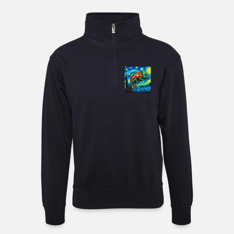 Chamäleon - Unisex Pullover mit Zip-Kragen - Dunkelnavy