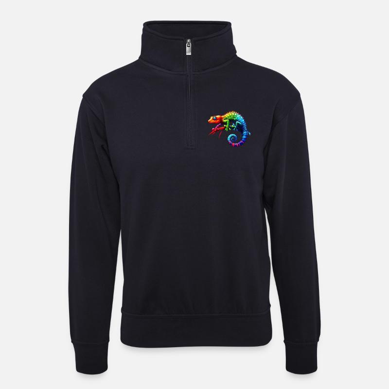 Gecko - Unisex Pullover mit Zip-Kragen - Dunkelnavy