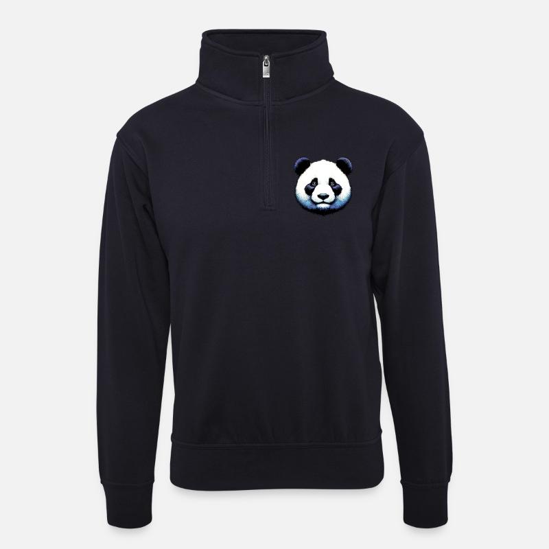 Panda - Unisex Pullover mit Zip-Kragen - Dunkelnavy