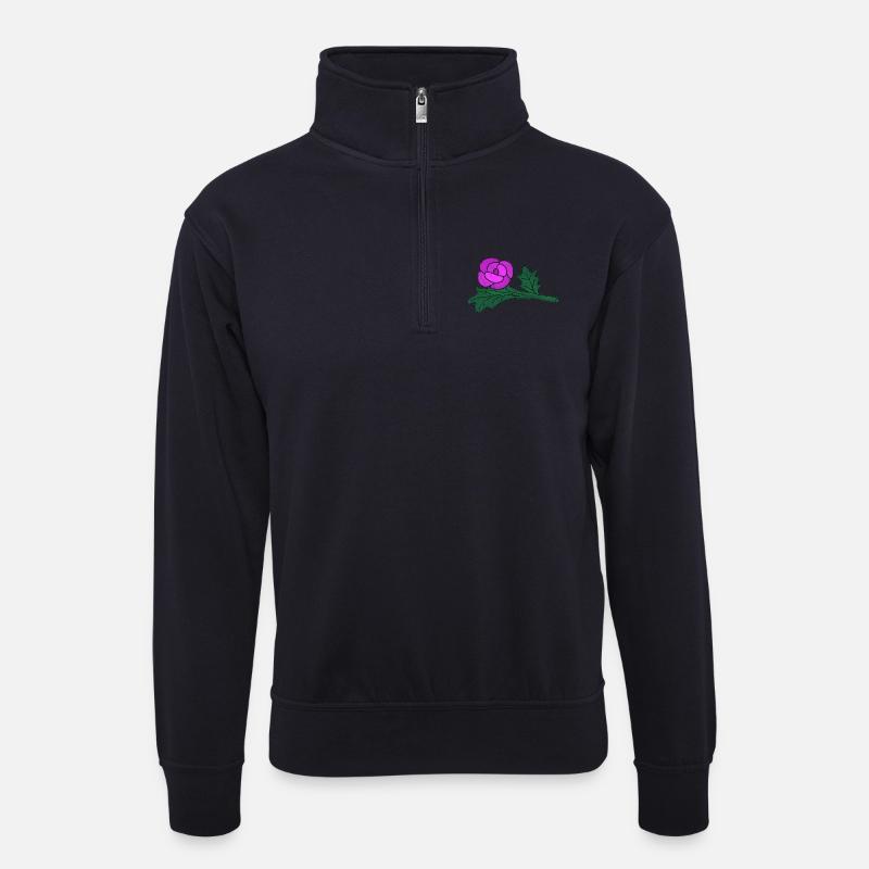 Poprose lila - Unisex Pullover mit Zip-Kragen - Dunkelnavy