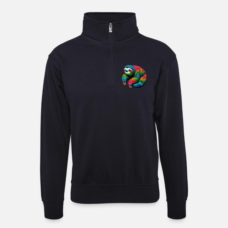 Faultier - Unisex Pullover mit Zip-Kragen - Dunkelnavy