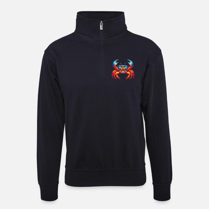 Crab - Unisex sweater with zip collar - dark navy