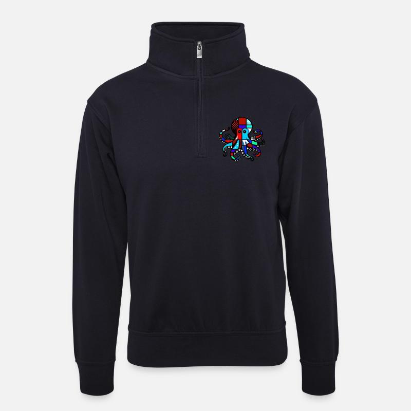 Krake - Unisex Pullover mit Zip-Kragen - Dunkelnavy
