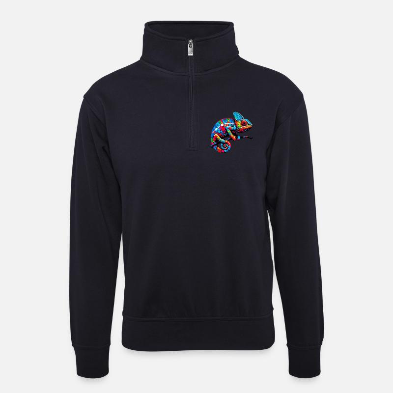 Chamäleon - Unisex Pullover mit Zip-Kragen - Dunkelnavy