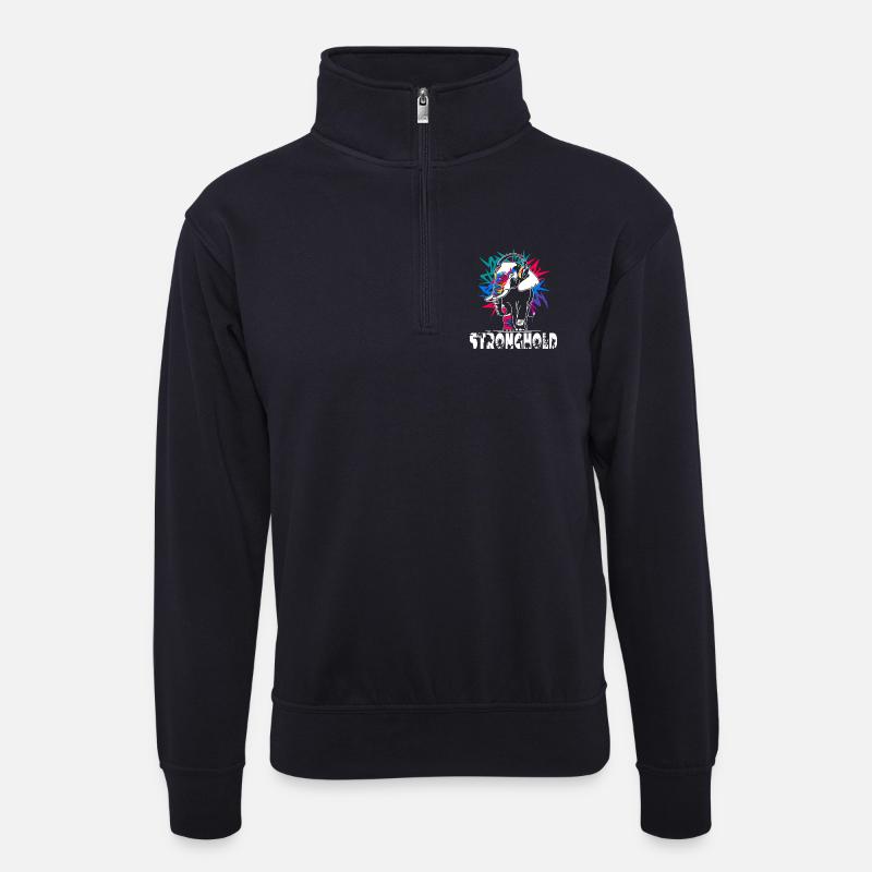 Elefant - Unisex Pullover mit Zip-Kragen - Dunkelnavy