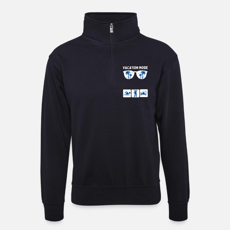 Urlaubsmodus - Unisex Pullover mit Zip-Kragen - Dunkelnavy