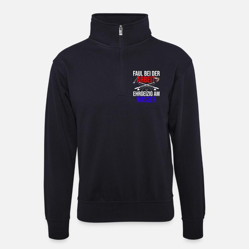Cooles Anglerspruch Design - schöes Angler Design - Unisex Pullover mit Zip-Kragen - Dunkelnavy