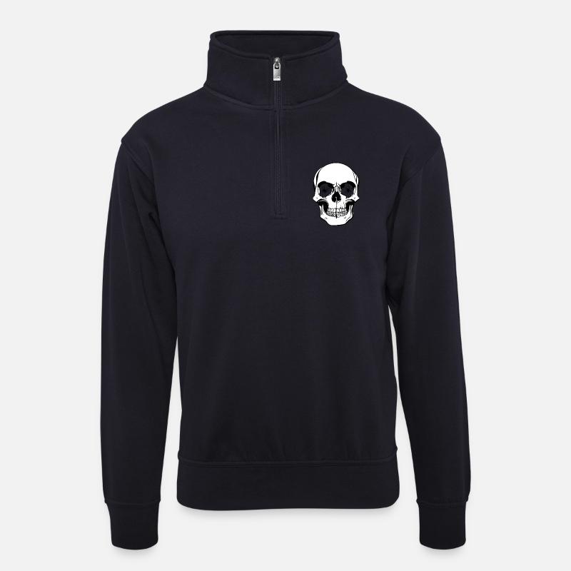 Schädel - Unisex Pullover mit Zip-Kragen - Dunkelnavy