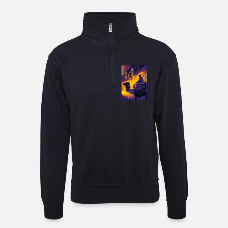 Petra Beduine - Unisex Pullover mit Zip-Kragen - Dunkelnavy
