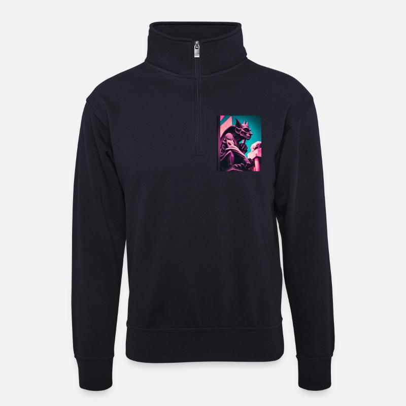 Gargoyle - Unisex Pullover mit Zip-Kragen - Dunkelnavy