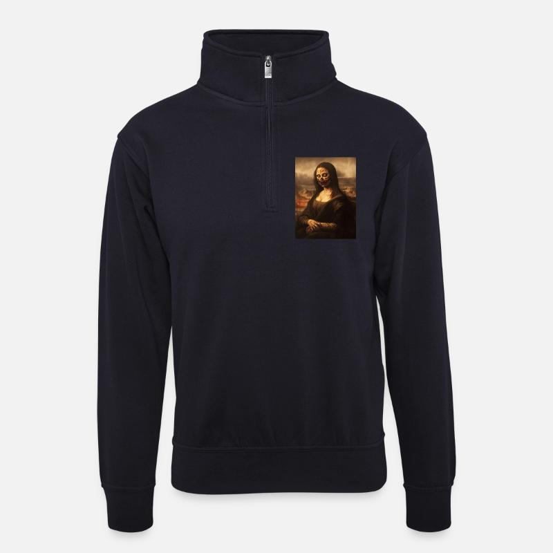 Zombie Lisa - Unisex Pullover mit Zip-Kragen - Dunkelnavy