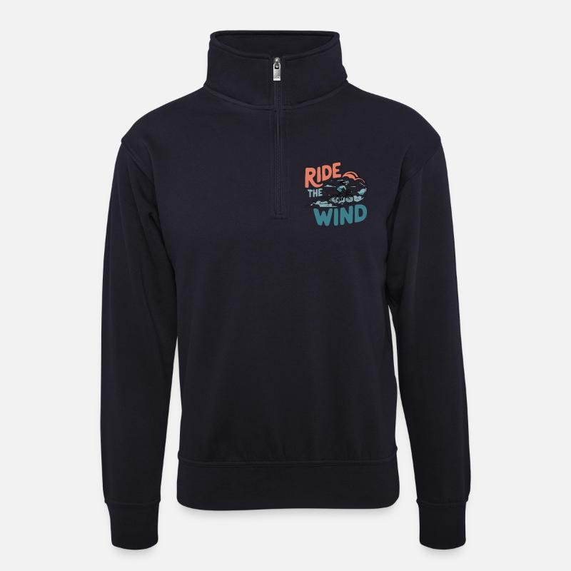 Fahren Sie mit dem Wind-Radfahrer - Unisex Pullover mit Zip-Kragen - Dunkelnavy