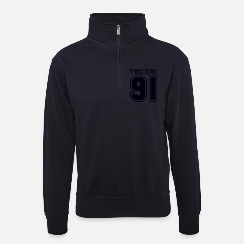 TECHNO 91 - Unisex Pullover mit Zip-Kragen - Dunkelnavy