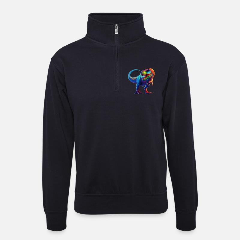 Dinosaurier - Unisex Pullover mit Zip-Kragen - Dunkelnavy