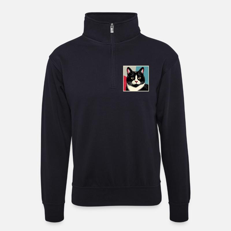 Kat 1 4 - Unisex Pullover mit Zip-Kragen - Dunkelnavy