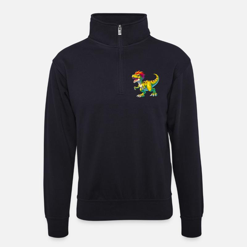 Dinosaurier - Unisex Pullover mit Zip-Kragen - Dunkelnavy
