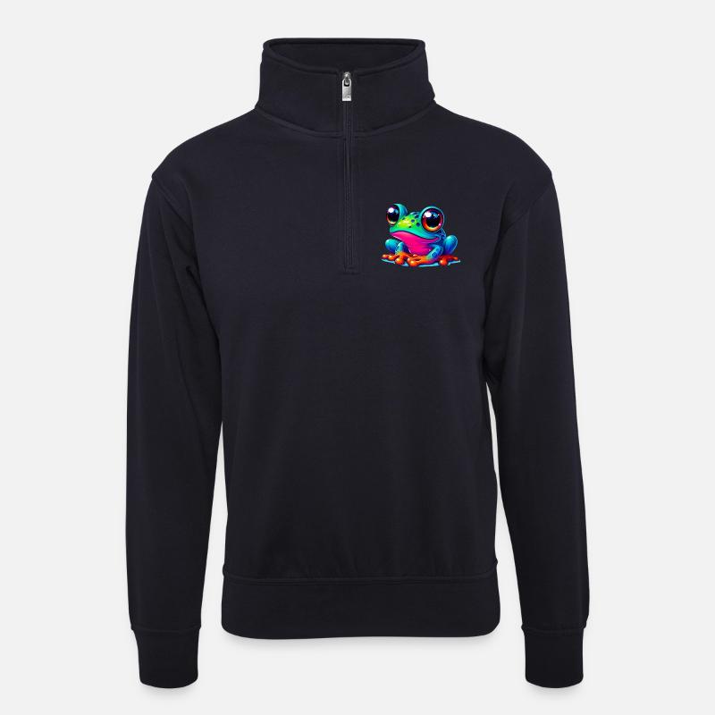 Frosch - Unisex Pullover mit Zip-Kragen - Dunkelnavy
