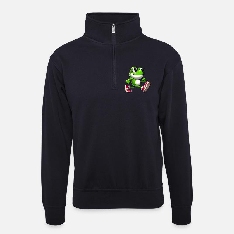 Frosch - Unisex Pullover mit Zip-Kragen - Dunkelnavy