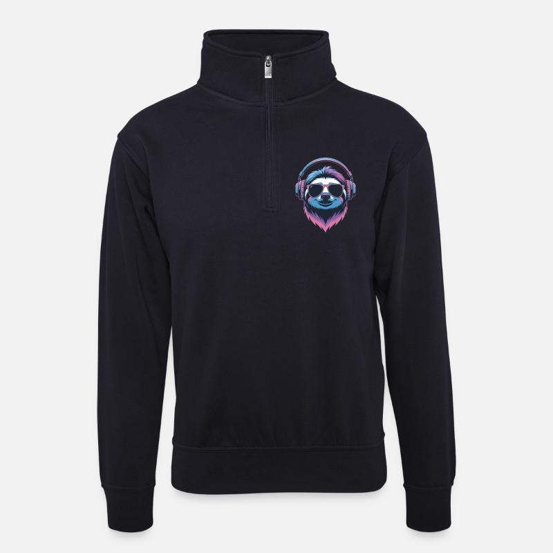 Faultier Groove Steuersatz Vibe - Unisex Pullover mit Zip-Kragen - Dunkelnavy