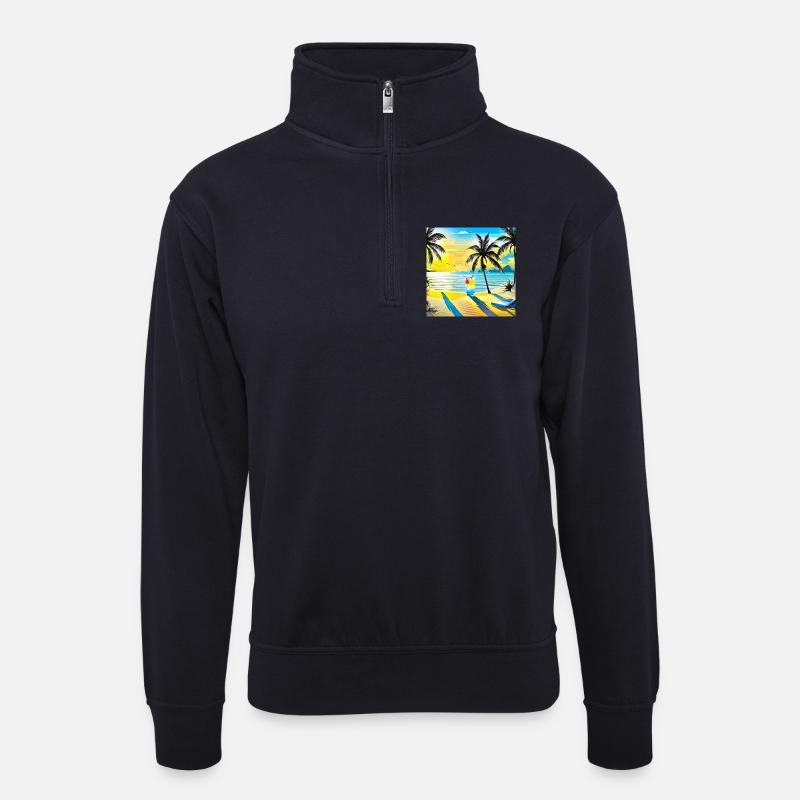 Beach - Unisex Pullover mit Zip-Kragen - Dunkelnavy