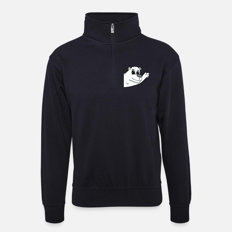 Polarbär Bär Gruß - Unisex Pullover mit Zip-Kragen - Dunkelnavy