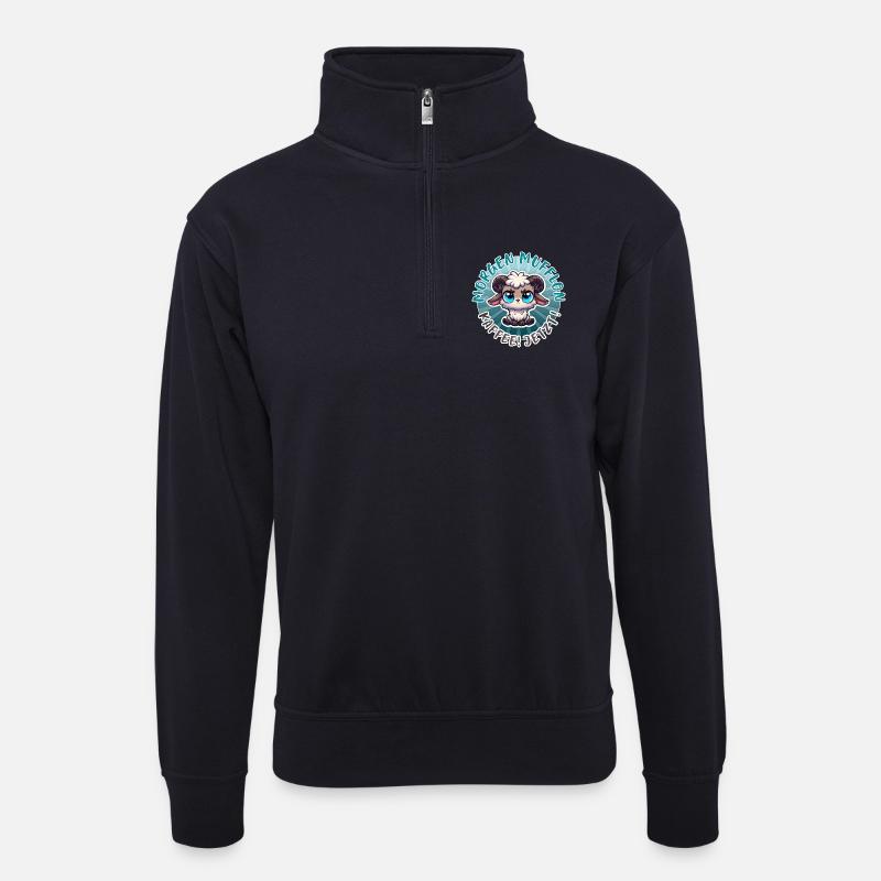 Morgenmufflon - Unisex Pullover mit Zip-Kragen - Dunkelnavy