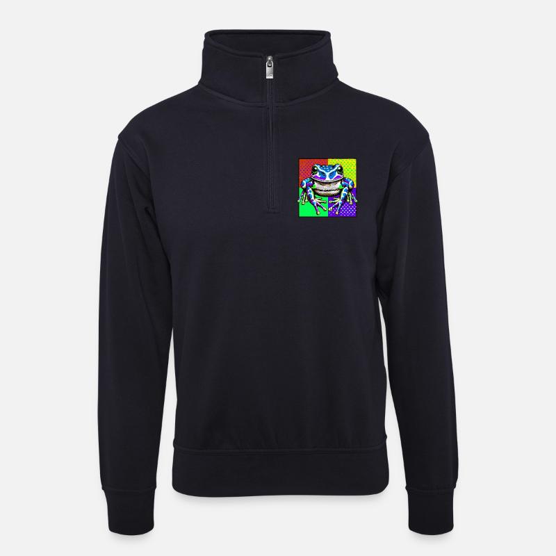 Frosch - Unisex Pullover mit Zip-Kragen - Dunkelnavy