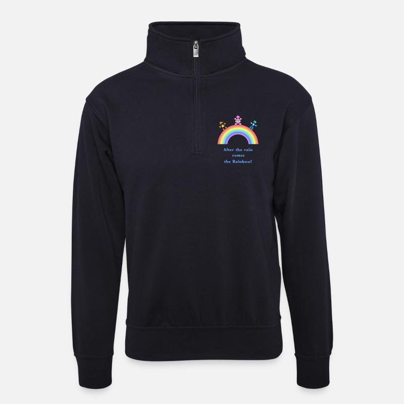 Nach Regen kommt der Regenbogen - Unisex Pullover mit Zip-Kragen - Dunkelnavy