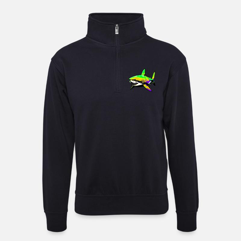 Hai - Unisex Pullover mit Zip-Kragen - Dunkelnavy