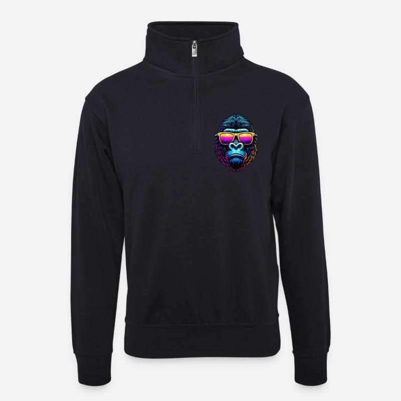 Gorilla - Unisex Pullover mit Zip-Kragen - Dunkelnavy