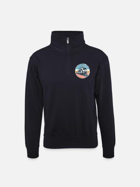 E-Lok mit Güterzug - Unisex Pullover mit Zip-Kragen - Dunkelnavy